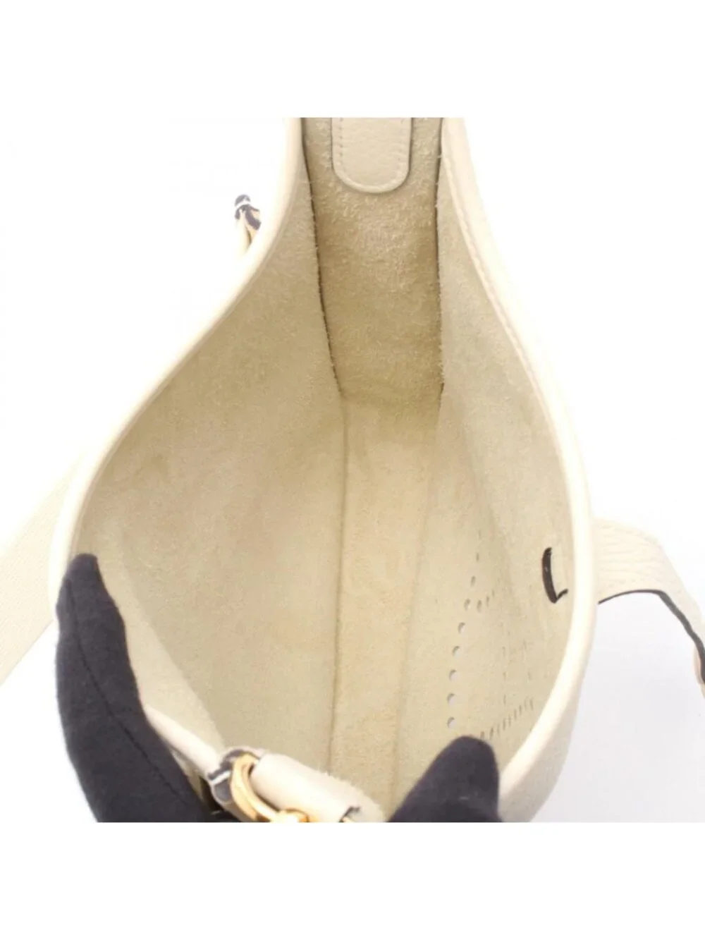 Hermes Shoulder Bag Evelyne 23 Cream Leather
